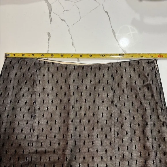 Tracy Reese | Black Taffetta Lace Mesh Skirt 8