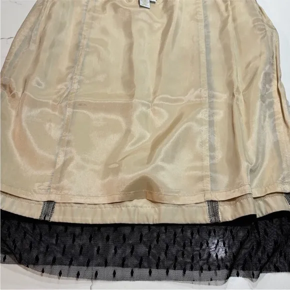 Tracy Reese | Black Taffetta Lace Mesh Skirt 8