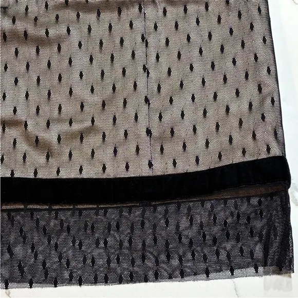 Tracy Reese | Black Taffetta Lace Mesh Skirt 8