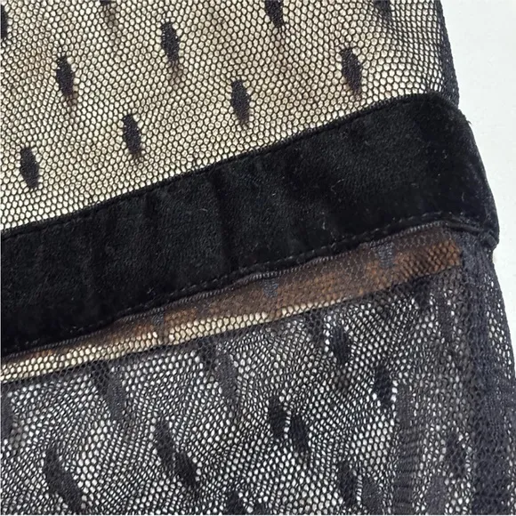 Tracy Reese | Black Taffetta Lace Mesh Skirt 8