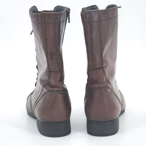Troopa Combat Boots Womens Size 11 Brown Leather Lace-up Granny Grannycore Retro