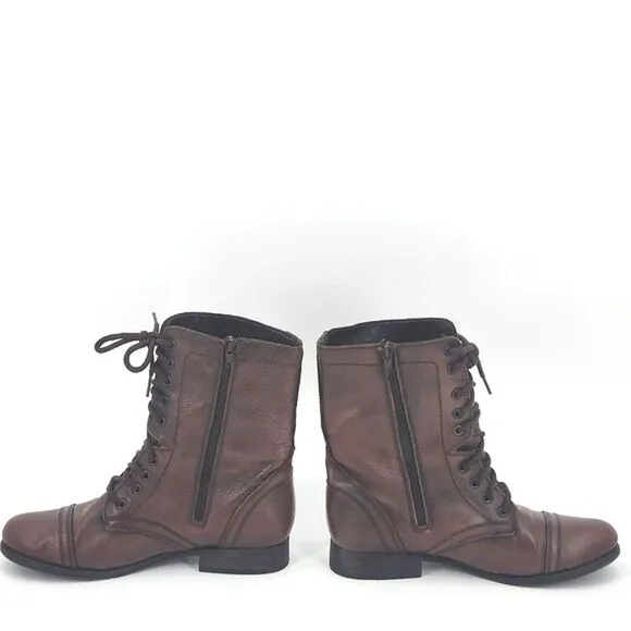 Troopa Combat Boots Womens Size 11 Brown Leather Lace-up Granny Grannycore Retro
