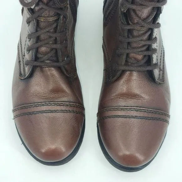 Troopa Combat Boots Womens Size 11 Brown Leather Lace-up Granny Grannycore Retro
