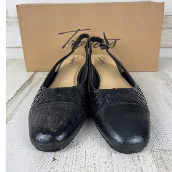 Trotters womens 8.5 Dea black woven leather slingback slip on shoe new pump