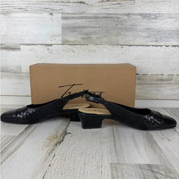 Trotters womens 8.5 Dea black woven leather slingback slip on shoe new pump