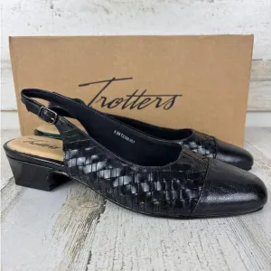 Trotters womens 8.5 Dea black woven leather slingback slip on shoe new pump