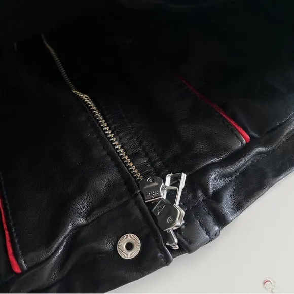 🔥TRUE RELIGION 100% Leather Sequin Motorcycle Jacket Phoenix Embroidery Black S