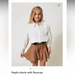TWINSET Milano | Brown Poplin Girls Shorts with Flounces Ruffles Twin Set