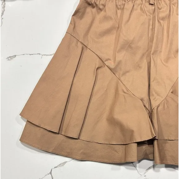 TWINSET Milano | Brown Poplin Girls Shorts with Flounces Ruffles Twin Set