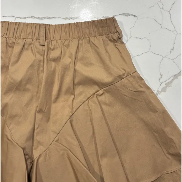 TWINSET Milano | Brown Poplin Girls Shorts with Flounces Ruffles Twin Set
