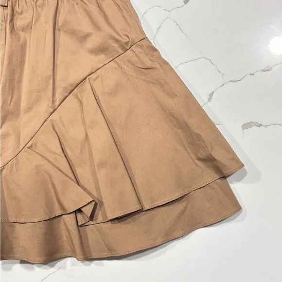 TWINSET Milano | Brown Poplin Girls Shorts with Flounces Ruffles Twin Set
