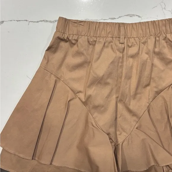TWINSET Milano | Brown Poplin Girls Shorts with Flounces Ruffles Twin Set