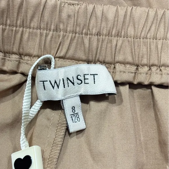 TWINSET Milano | Brown Poplin Girls Shorts with Flounces Ruffles Twin Set
