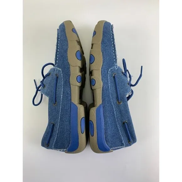 Twisted X Boat Shoe Driving Moc Toe Denim Canvas Blue Laces MDM0052 Mens 11.5