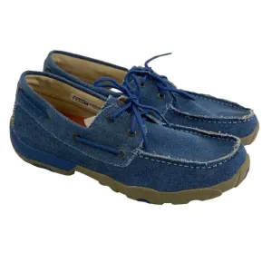 Twisted X Boat Shoe Driving Moc Toe Denim Canvas Blue Laces MDM0052 Mens 11.5