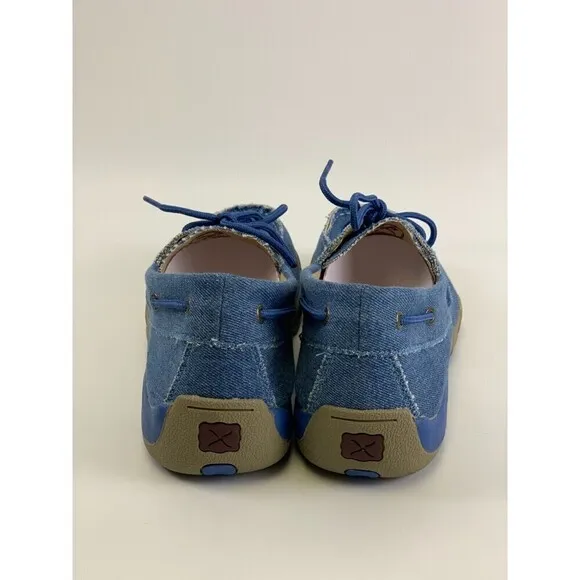 Twisted X Boat Shoe Driving Moc Toe Denim Canvas Blue Laces MDM0052 Mens 11.5