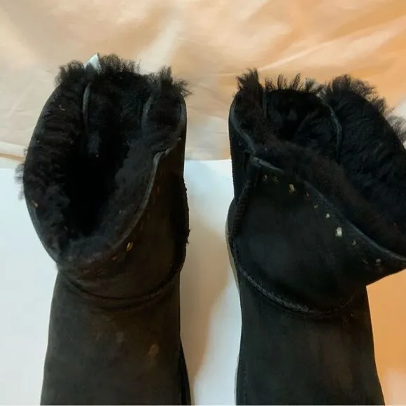 UGG 1010494k Dixi Flora Perforated Bow Ankle Classic Short Boots Fur Black 3 UK2