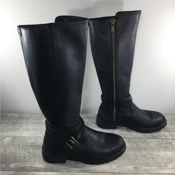 UGG 1019071 Harington Women’s Black Leather Buckle Riding Boots Booties Size 7