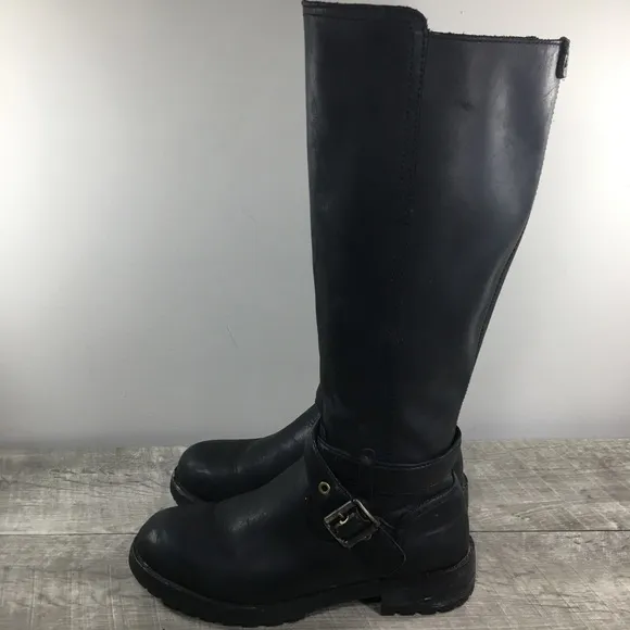 UGG 1019071 Harington Women’s Black Leather Buckle Riding Boots Booties Size 7
