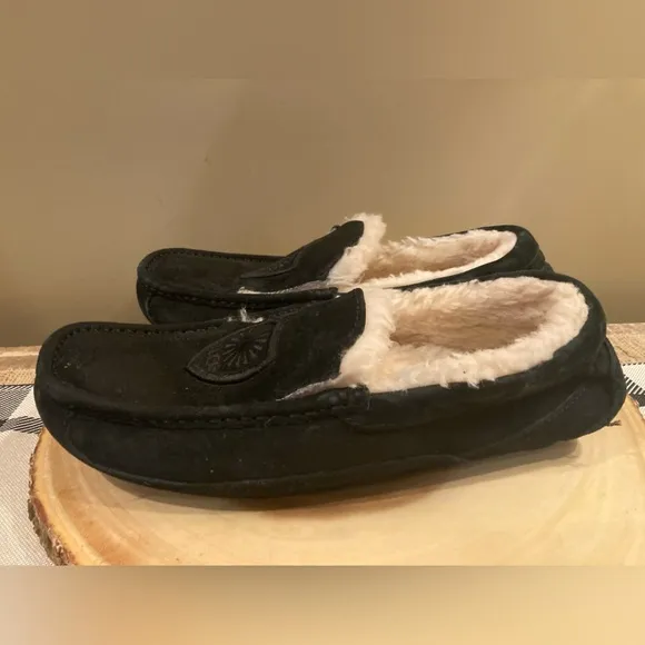 UGG ASCOT NOBLE SHEEPSKIN MEN'S MOCCASIN SLIPPERS House Shoes Black 1015673 9