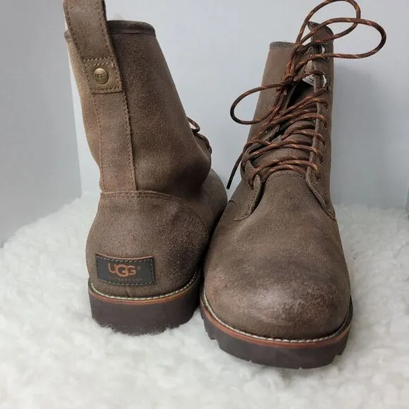 Ugg Australia Hannen Boots Mens 17 Leather Sherpa Lined Waterproof Shoes  Great
