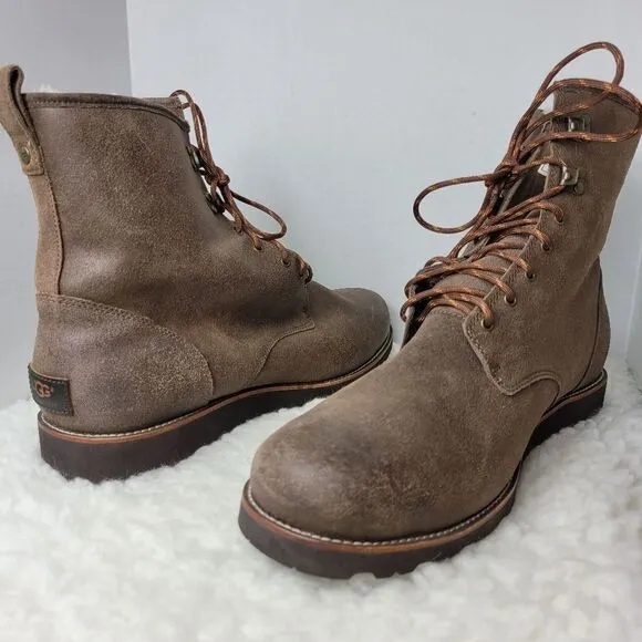 Ugg Australia Hannen Boots Mens 17 Leather Sherpa Lined Waterproof Shoes  Great