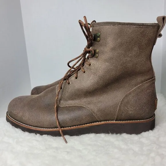 Ugg Australia Hannen Boots Mens 17 Leather Sherpa Lined Waterproof Shoes  Great