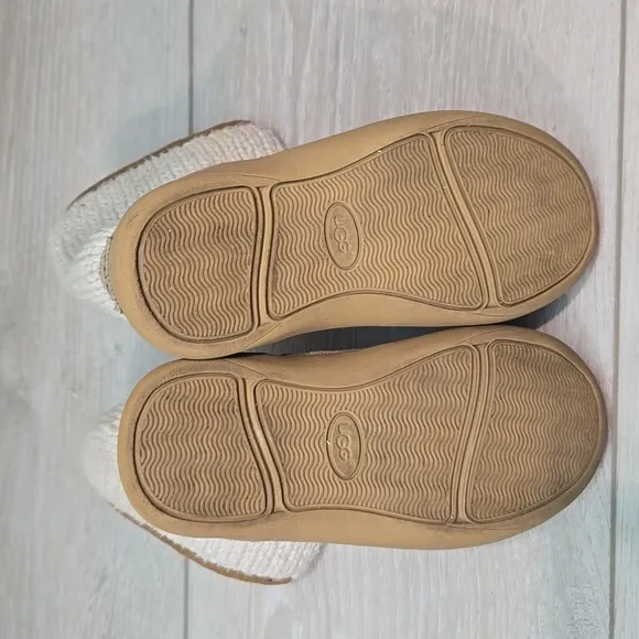 Ugg Australia Kids Girl Cozy Knit Tan Leather Boots Shoes Sz 7 Toddler