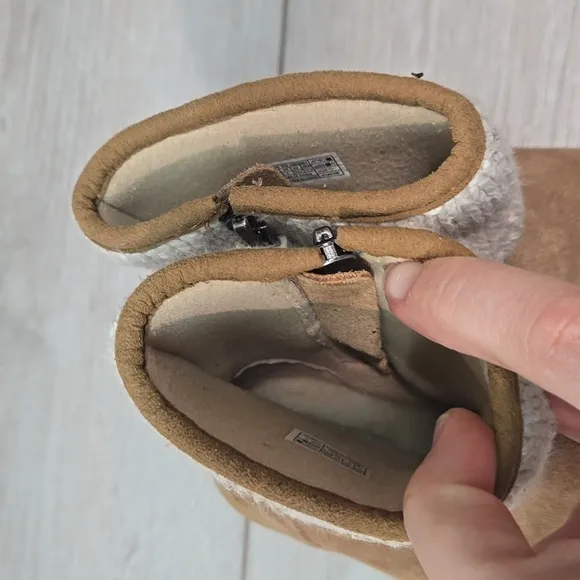 Ugg Australia Kids Girl Cozy Knit Tan Leather Boots Shoes Sz 7 Toddler