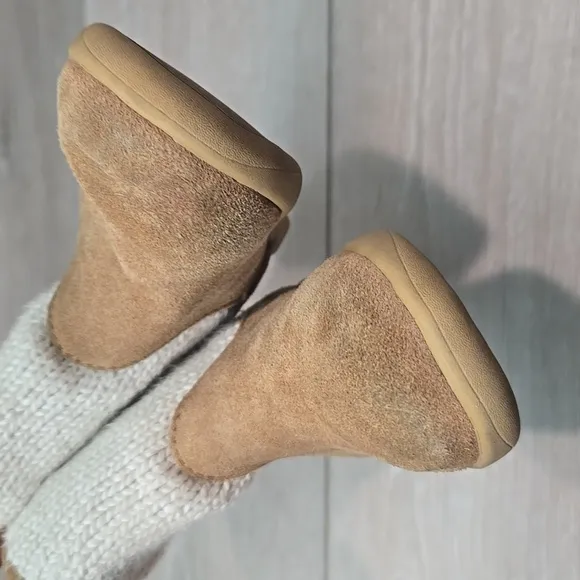 Ugg Australia Kids Girl Cozy Knit Tan Leather Boots Shoes Sz 7 Toddler