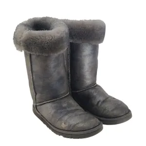 UGG Australia Womens Sz US 6 Classic Tall Metallic Silver Nickle Sherpa Lined