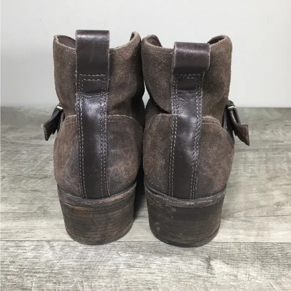 UGG Australia Wright Belted Suede Ankle Harness Shearling Boots 1014184 Size 9