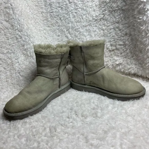 Ugg Baley short boots leather gray suede short boots with sheep skin lin…