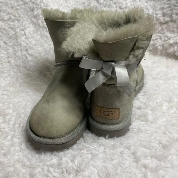 Ugg Baley short boots leather gray suede short boots with sheep skin lin…