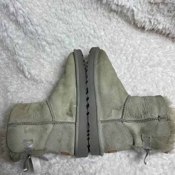 Ugg Baley short boots leather gray suede short boots with sheep skin lin…