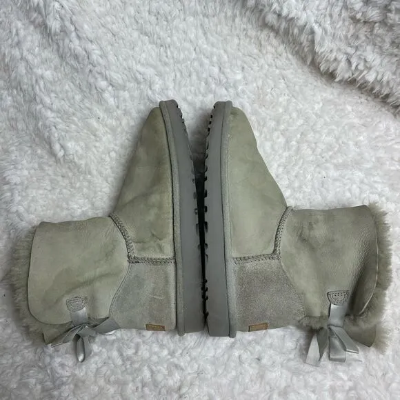 Ugg Baley short boots leather gray suede short boots with sheep skin lin…