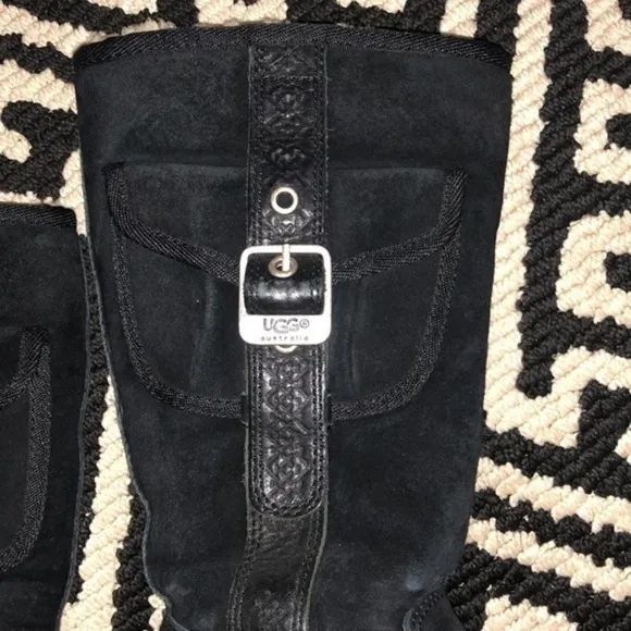 UGG Black Suede Zip Up Tall Boots size 5