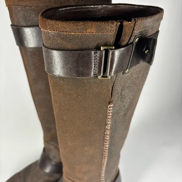 Ugg Boots Womens 5.5 Suede Tall Boot Harness Sheepskin Equestrian Travel Winter