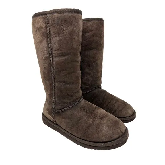 UGG Brown Classic Tall Shearling Sheepskin Leather Boots 6