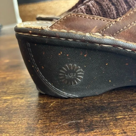 Ugg Brown Gael Wool Lined Leather Slip-on Clog Mules Size US 7 EU 38