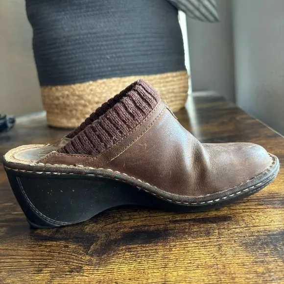 Ugg Brown Gael Wool Lined Leather Slip-on Clog Mules Size US 7 EU 38
