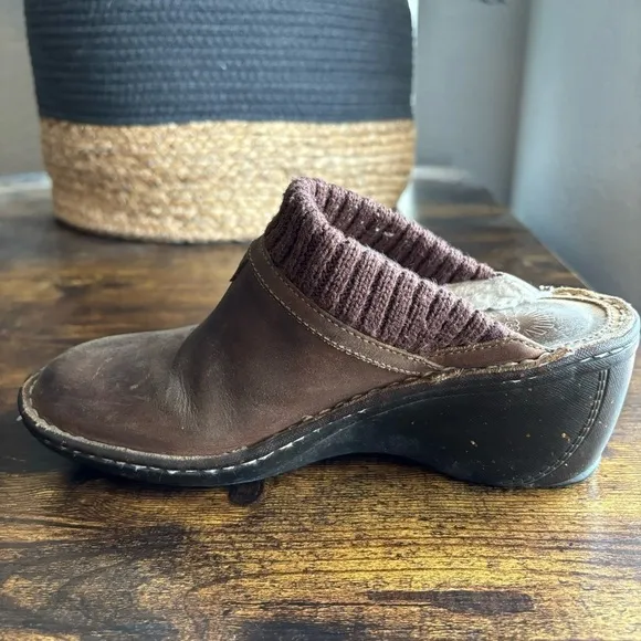 Ugg Brown Gael Wool Lined Leather Slip-on Clog Mules Size US 7 EU 38