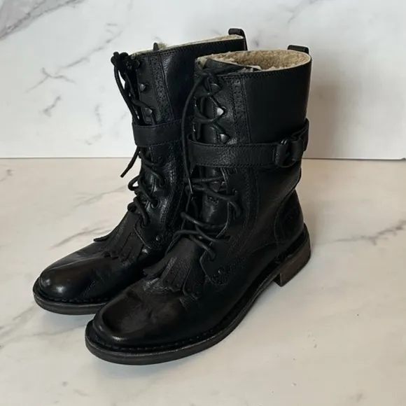 UGG Brown Leather Jena Military Combat Boots Size 6
