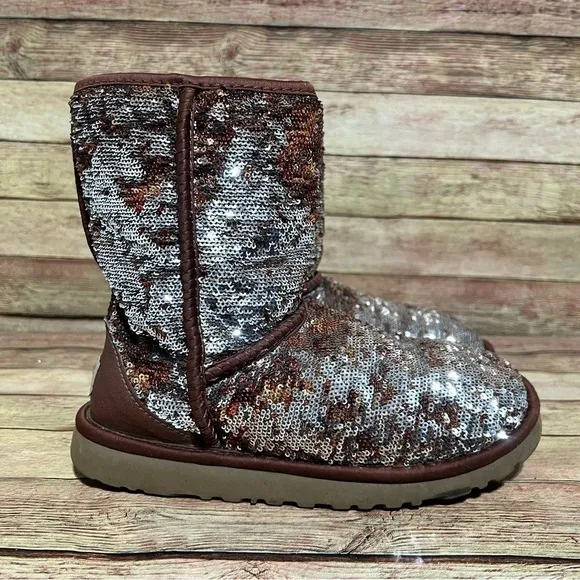 Ugg Brown Sequin Short Boots