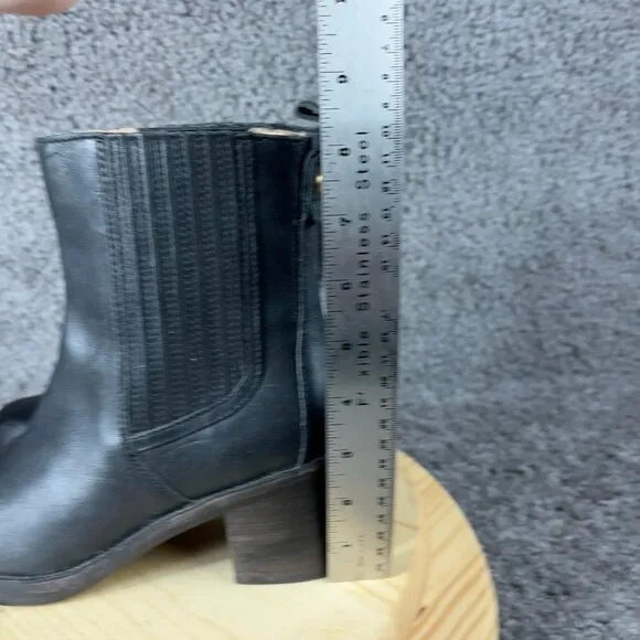 Ugg Camden Chelsea Boot Women Size 6.5 Leather Black Pull On Stacked Heel Bootie