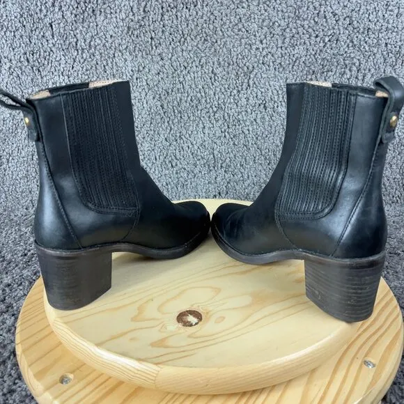 Ugg Camden Chelsea Boot Women Size 6.5 Leather Black Pull On Stacked Heel Bootie