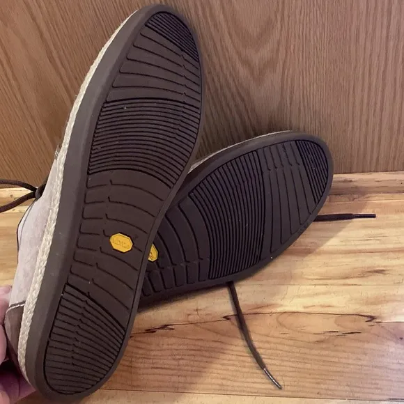 UGG Cantrell Chukka boots 10-1/2 10.5 canvas nubuck leather brown tan shoes EUC