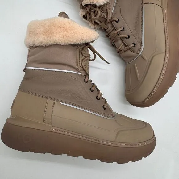 Ugg City Butte Waterproof Snow Boots NWOB Men's Size 14 Tan Sherpa Wool Lined