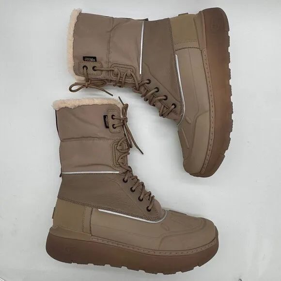 Ugg City Butte Waterproof Snow Boots NWOB Men's Size 14 Tan Sherpa Wool Lined