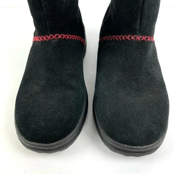 Ugg Classic Mini Boots I Love Heart Kisses 6 Black Suede
